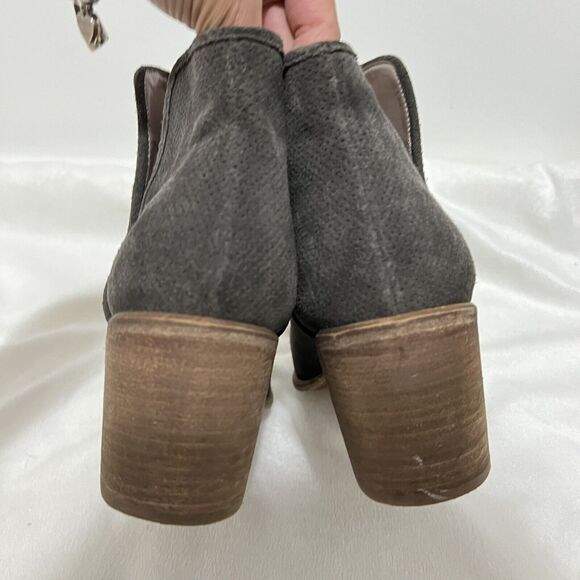 Hinge Ankle Boots Size 12 M Gray Booties Block Heel 58665 Boho Western Minimal - Picture 4 of 9